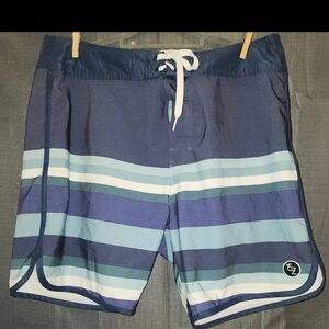 Ezekiel Blue Board Shorts Nautical Stripes Swimwear